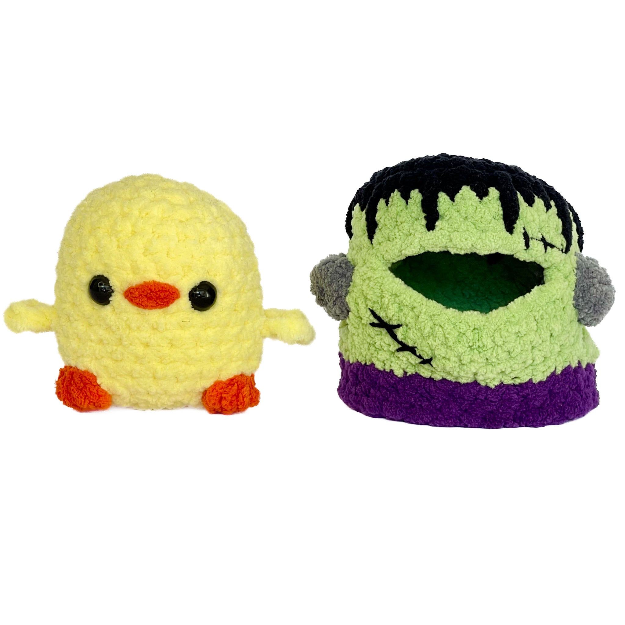 Örgü Frankenstein Kostümlü Civciv Oyuncak – Amigurumi El Yapımı Halloween Dekoru | Zovi