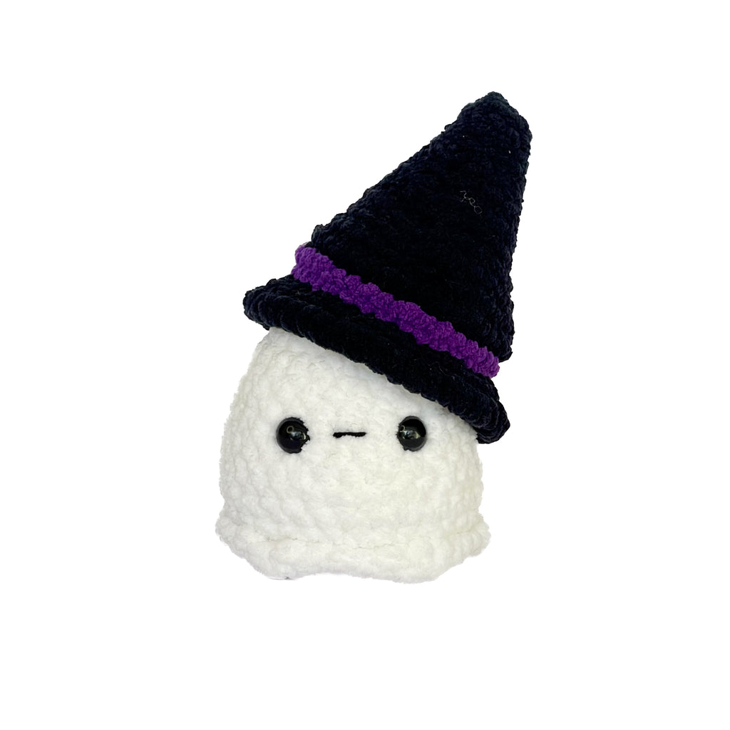 Örgü Cadı Şapkalı Hayalet Oyuncak – Amigurumi El Yapımı Halloween Dekoru | Zovi