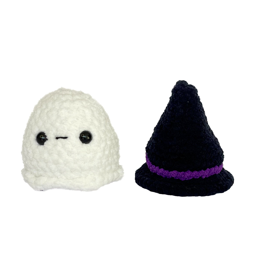 Örgü Cadı Şapkalı Hayalet Oyuncak – Amigurumi El Yapımı Halloween Dekoru | Zovi