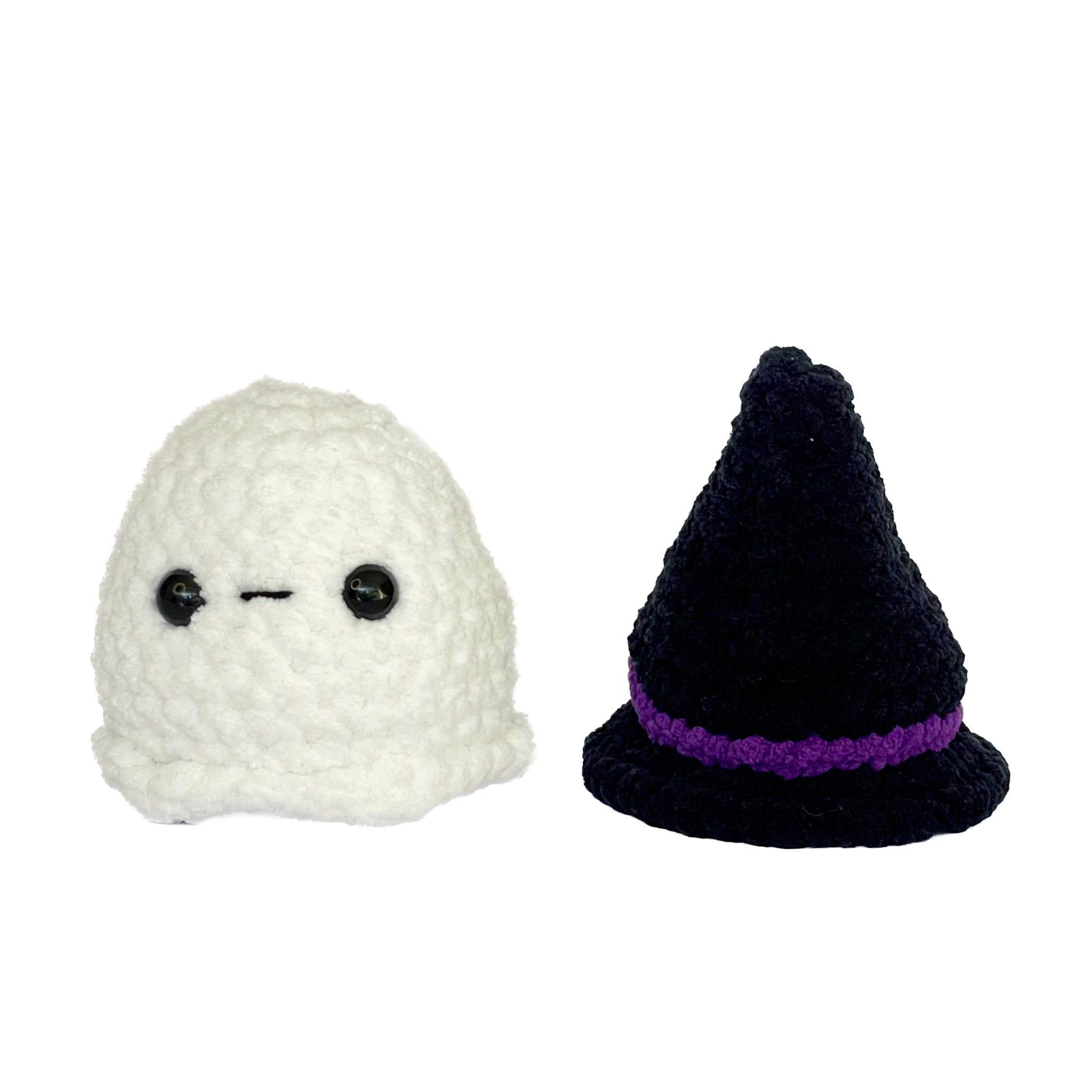 Örgü Cadı Şapkalı Hayalet Oyuncak – Amigurumi El Yapımı Halloween Dekoru | Zovi