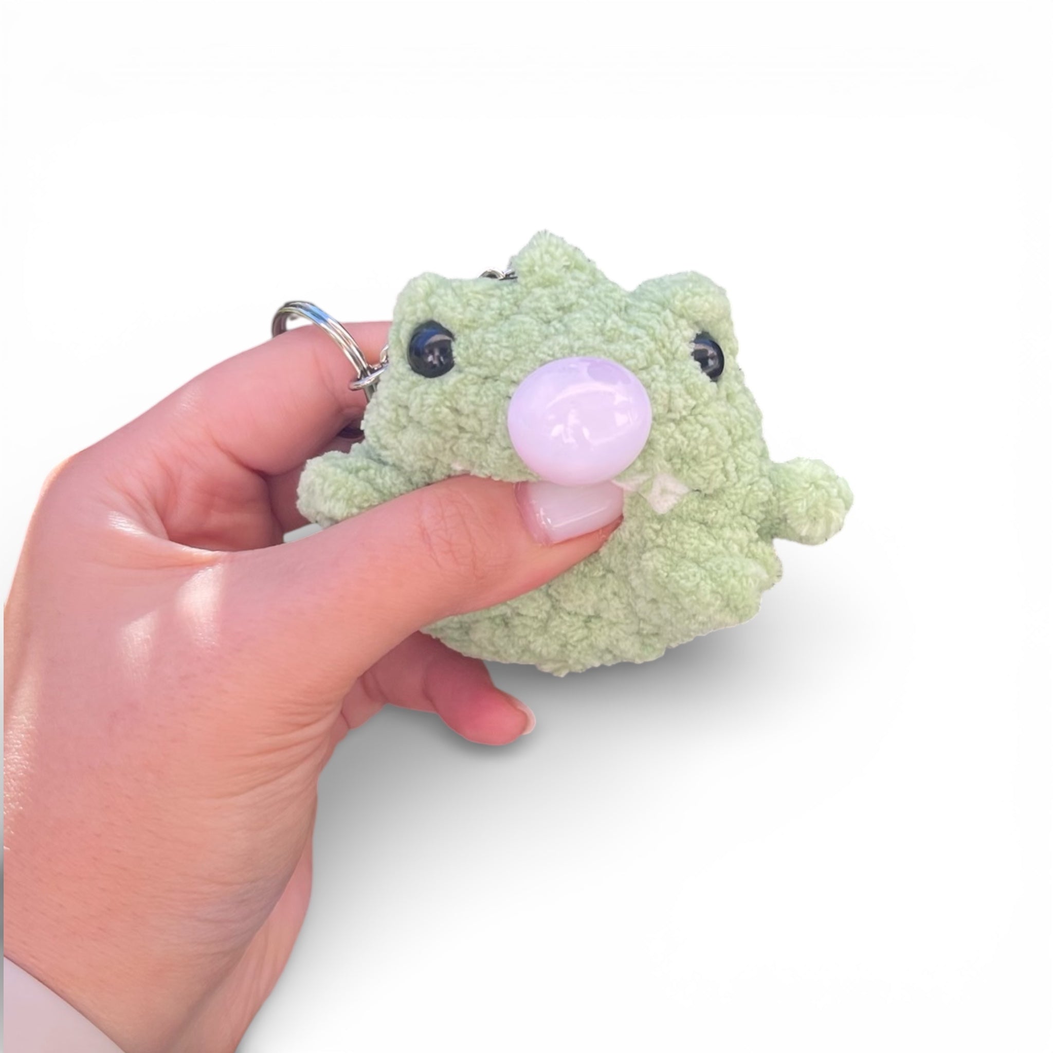 Sakız Şişiren Kurbağa Anahtarlık - Balonlu Peluş Oyuncak Anahtarlık | Zovi