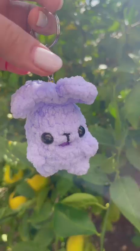 Sakız Şişiren Tavşan Anahtarlık - El Yapımı Balonlu Örgü Peluş Oyuncak Anahtarlık | Zovi