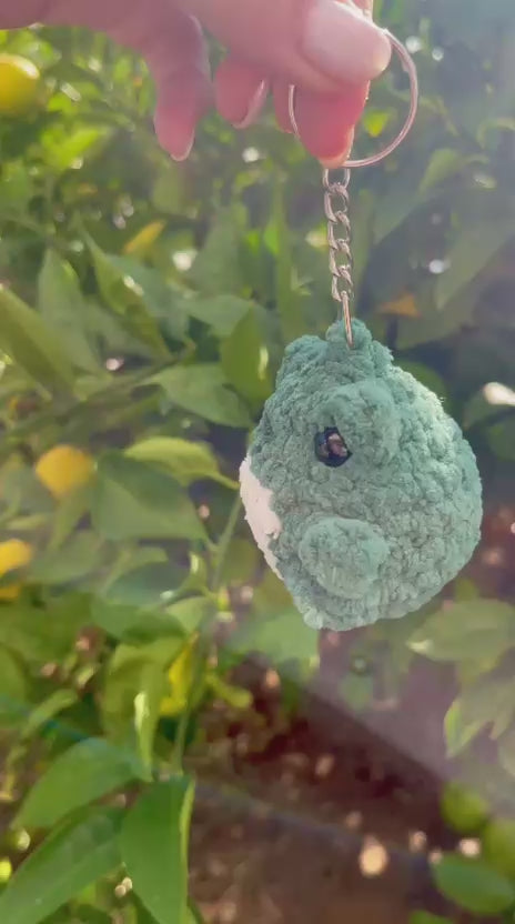 Sakız Şişiren Kurbağa Anahtarlık - El Yapımı Balonlu Örgü Peluş Oyuncak Anahtarlık | Zovi