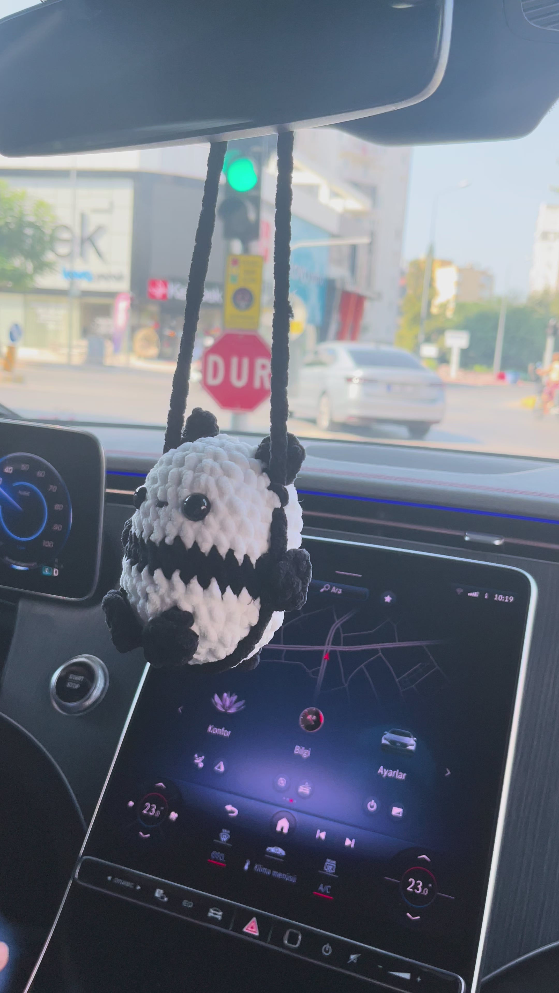 Amigurumi Dikiz Aynası Araba Süsü - El Yapımı Salıncaklı Süs Oyuncak - Özel Ürün | Zovi